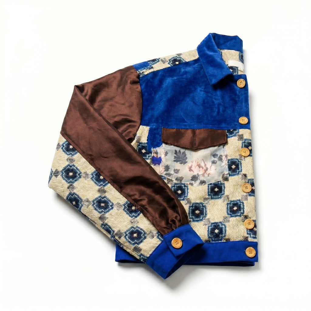 Amazigh Patchwork Jacket — Blue Edition - Tirfas