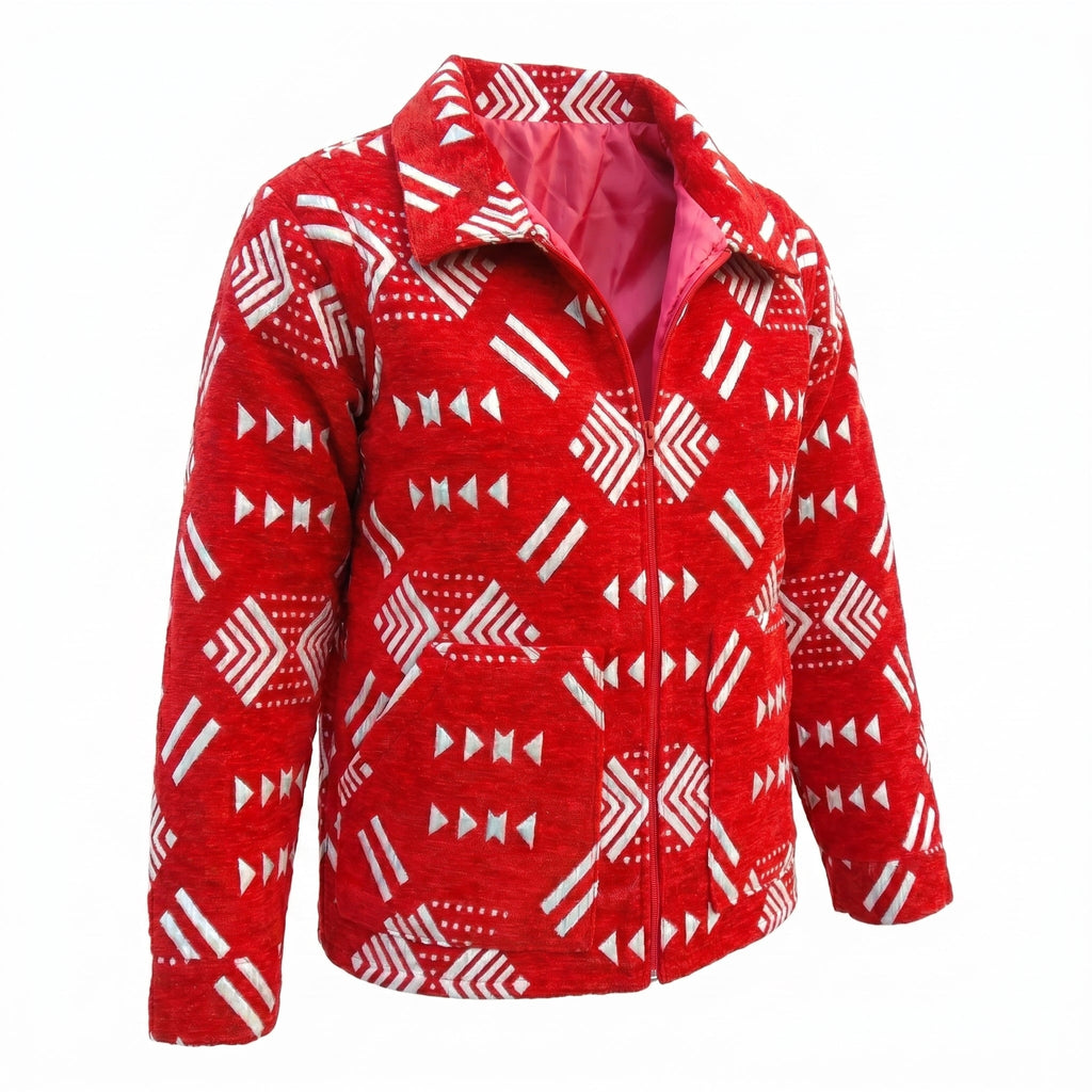 Amazigh Signature Jacket — Red & White - Tirfas