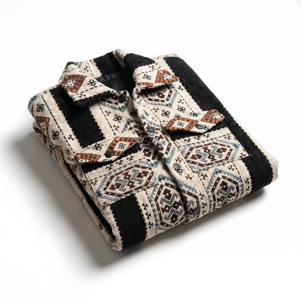 Atlas Kilim Jacket — Black & Ivory - Tirfas