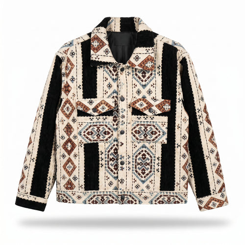 Atlas Kilim Jacket — Black & Ivory - Tirfas