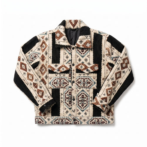 Atlas Kilim Jacket — Black & Ivory - Tirfas