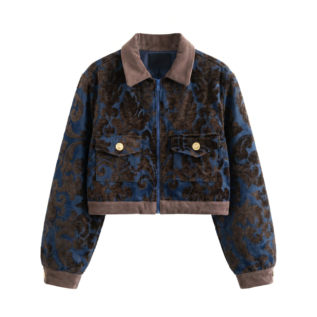 Dark Baroque Jacket — Navy & Mocha - Tirfas