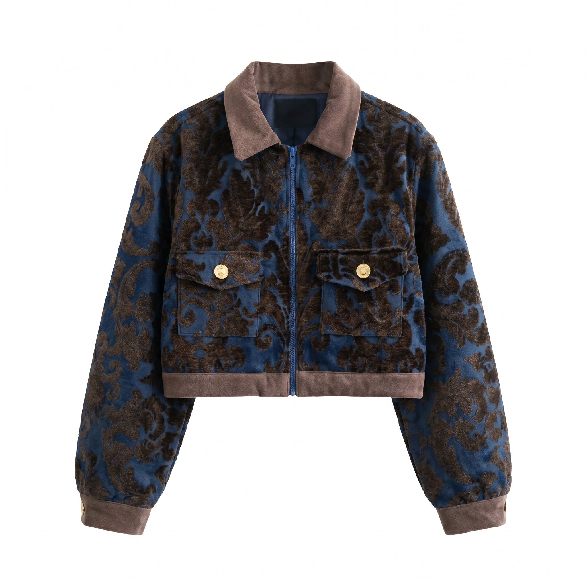 Dark Baroque Jacket — Navy & Mocha - Tirfas