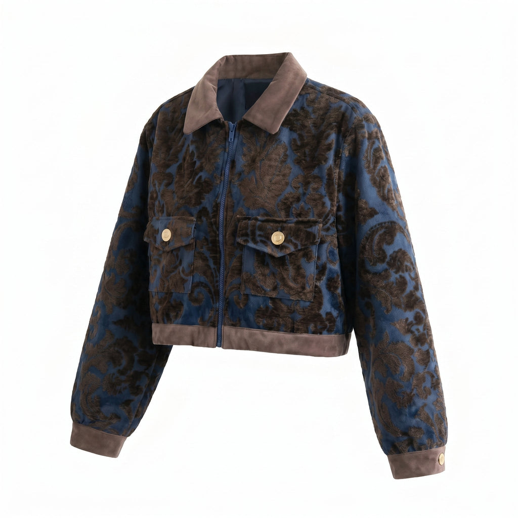 Dark Baroque Jacket — Navy & Mocha - Tirfas