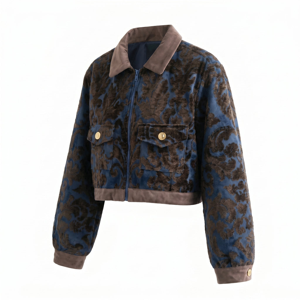 Dark Baroque Jacket — Navy & Mocha - Tirfas