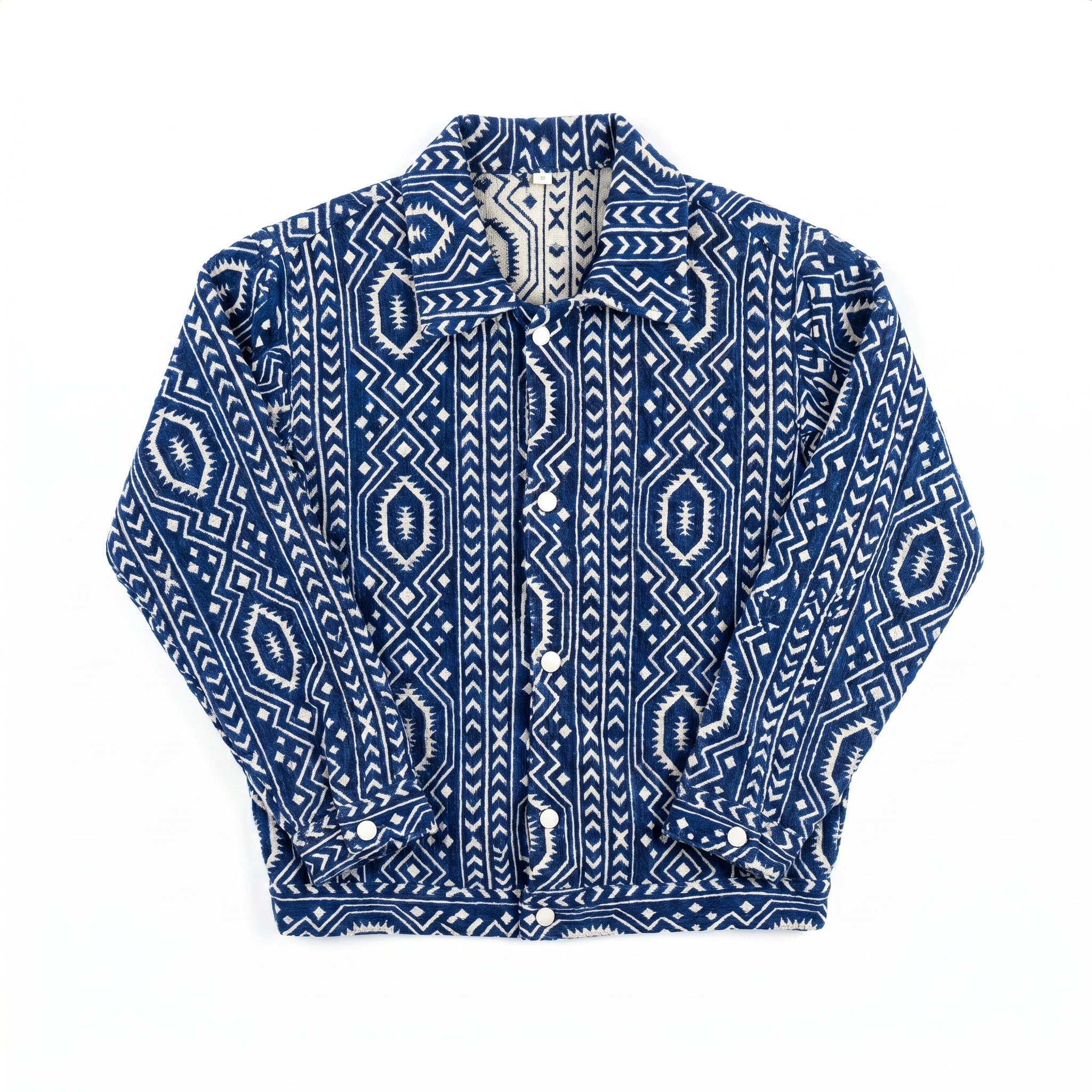 Indigo Amazigh Overshirt — Blue & Ivory - Tirfas