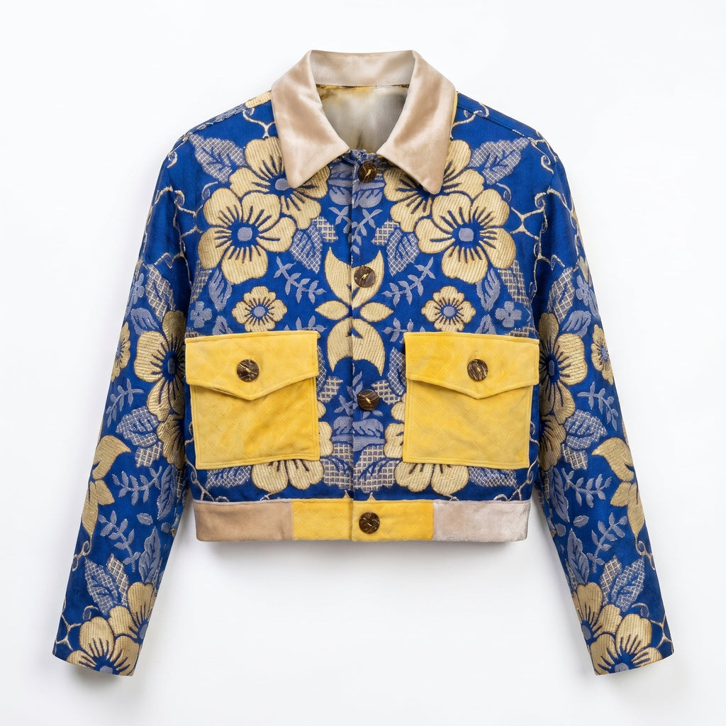 Royal Bloom Jacket — Cobalt & Mustard - Tirfas