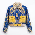 Royal Bloom Jacket — Cobalt & Mustard - Tirfas