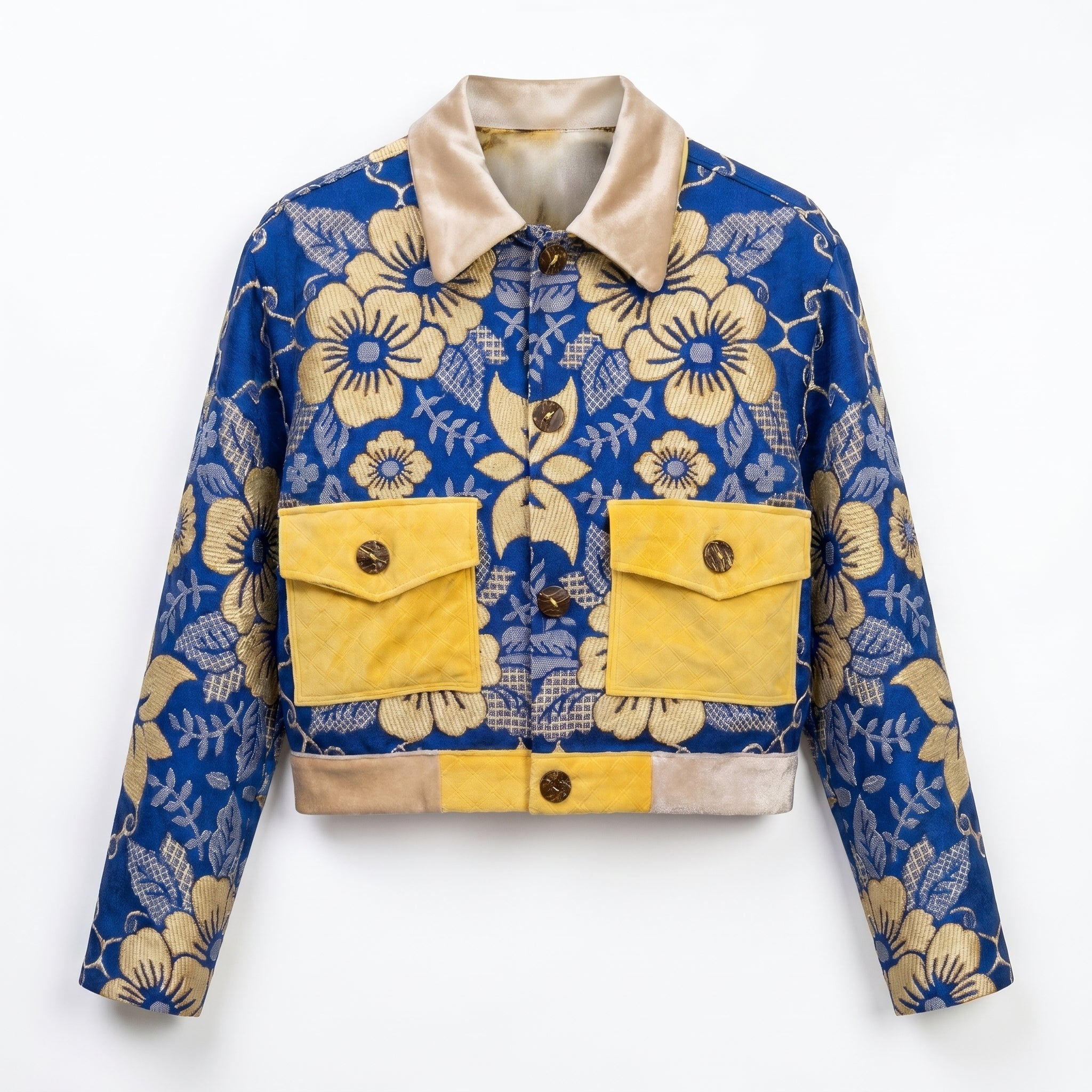Royal Bloom Jacket — Cobalt & Mustard - Tirfas